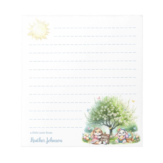Cute Easter Bunnies Personalised Notepad (Front)