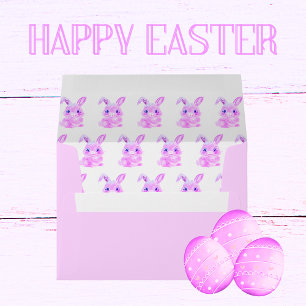 Cute Easter Bunnies Preschool Girl Pink Card Envelope