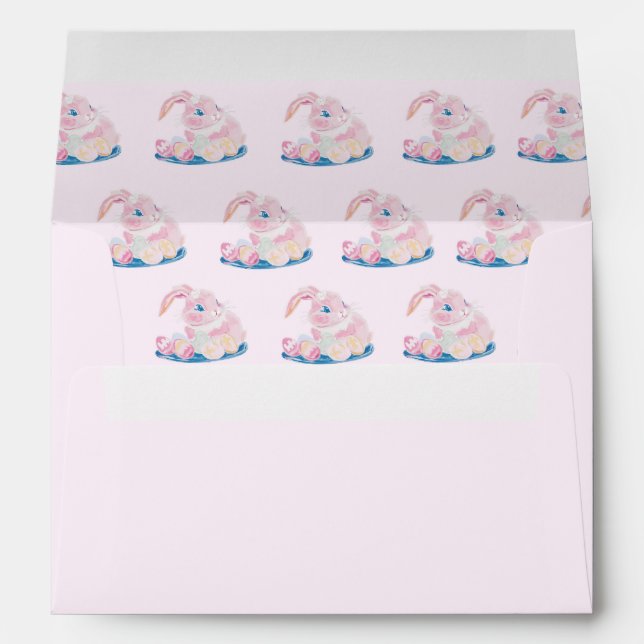Cute Easter Bunnies Preschool Pastel Pink Card Envelope (Back (Bottom))