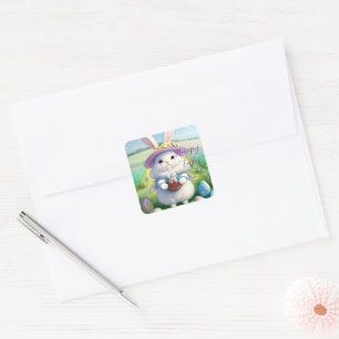 Cute Easter Bunny 01 Square Sticker