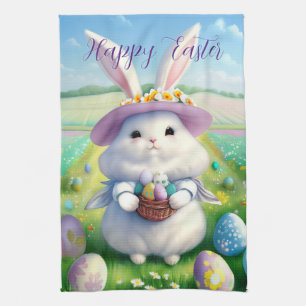 Cute Easter Bunny 01 Tea Towel