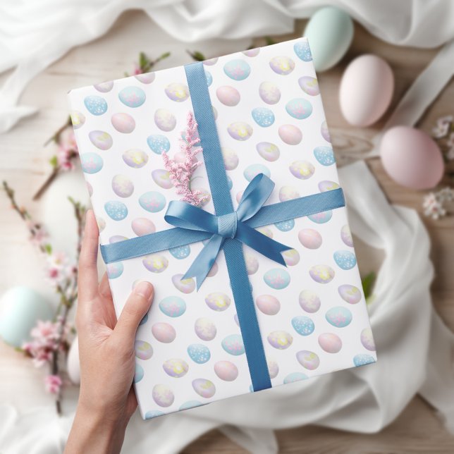 Cute Easter Bunny 01 Wrapping Paper (Easter wrapping paper with soft Easter eggs in paster colors)