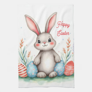 Cute Easter Bunny And Eggs Popular Collection Tea Towel