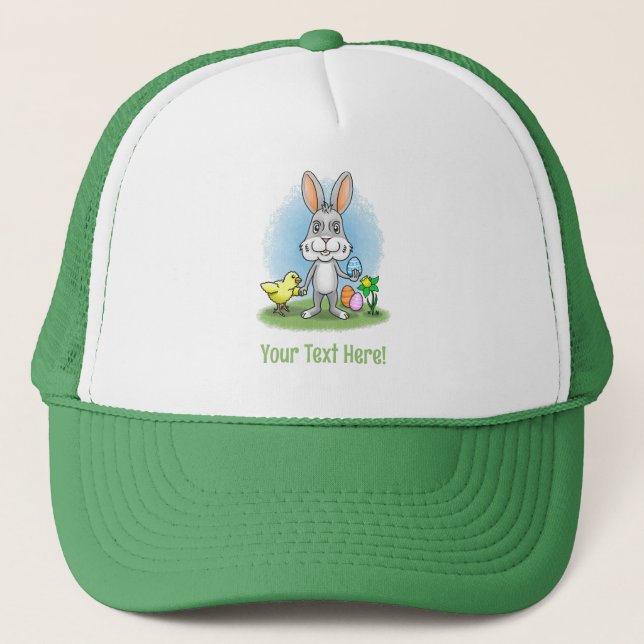 Cute Easter Bunny and the Chicken Trucker Hat (Front)