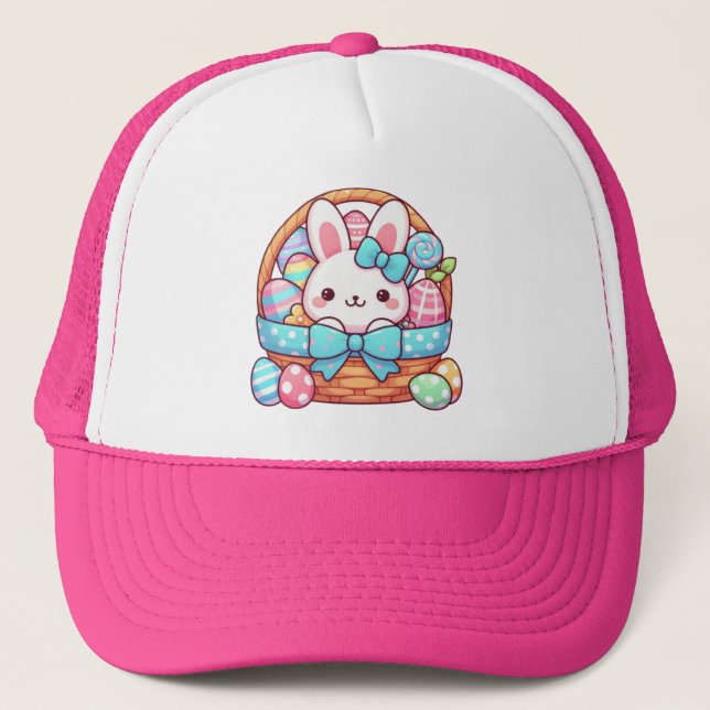 Cute, Easter bunny bakset Trucker Hat (Front)