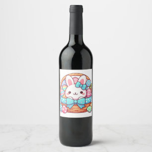 Cute, Easter bunny bakset Wine Label