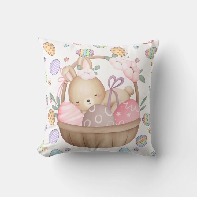 Cute Easter Bunny Basket  Cushion (Front)