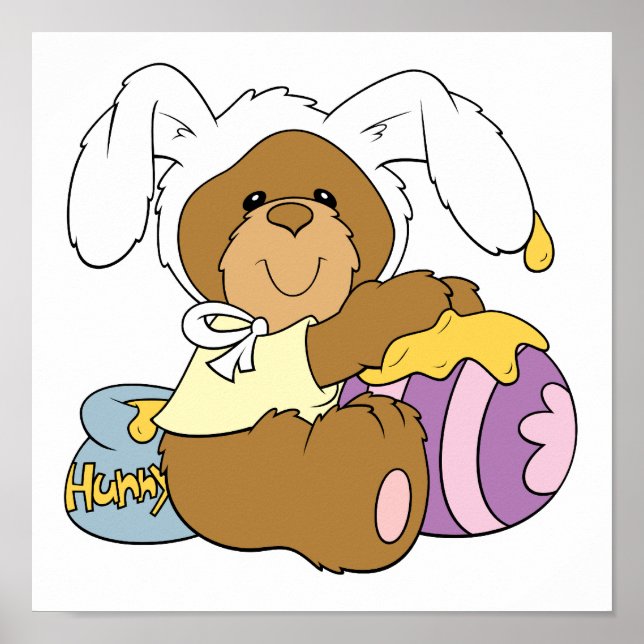 Cute Easter Bunny Bear Poster (Front)