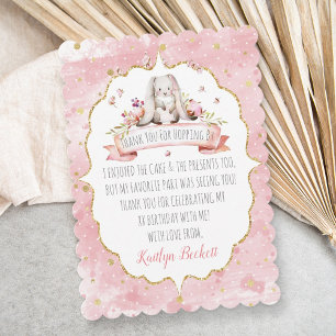 Cute Easter Bunny Birthday Thank You Card