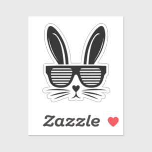 Cute Easter bunny black outlined with glasses kids