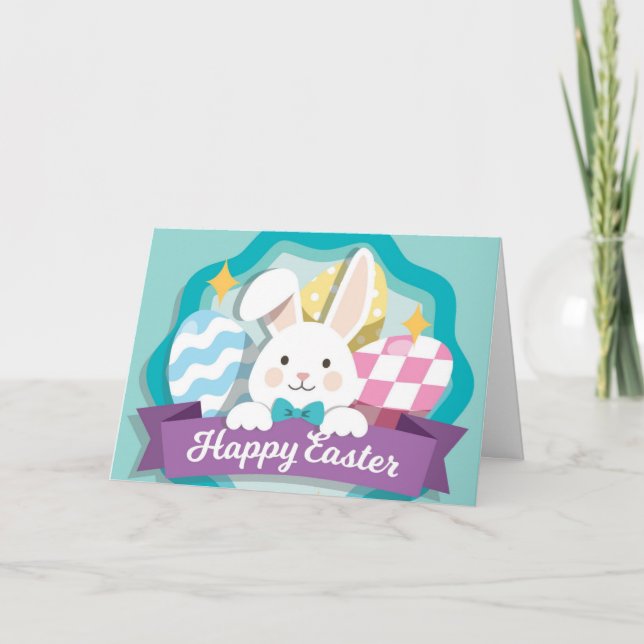 Cute Easter Bunny Card (Front)