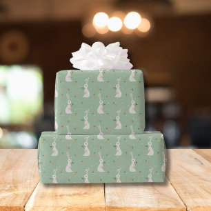 Cute Easter bunny & carrot pattern on light green Wrapping Paper