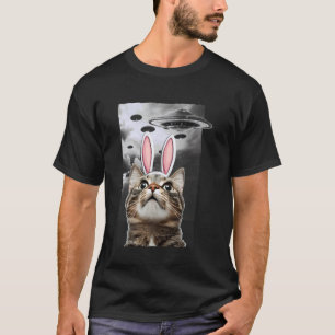 Cute Easter Bunny Cat Meme Alien Space UFO T-Shirt
