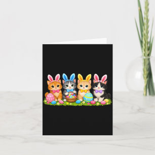 Cute Easter Bunny Cats Pastel Eggs Spring Kittens Card