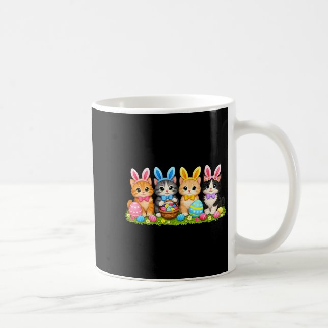 Cute Easter Bunny Cats Pastel Eggs Spring Kittens Coffee Mug (Right)