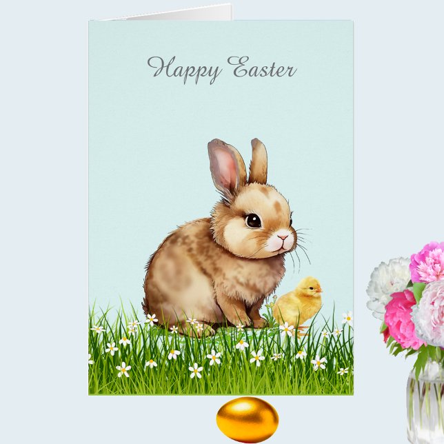 Cute Easter Bunny & Chick on Light Blue (Creator Uploaded)