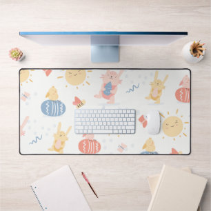 Cute Easter Bunny & Chick Pattern Desk Mat