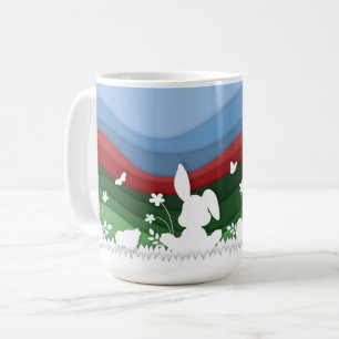 Cute easter bunny chicks aand eggs in nature coffee mug