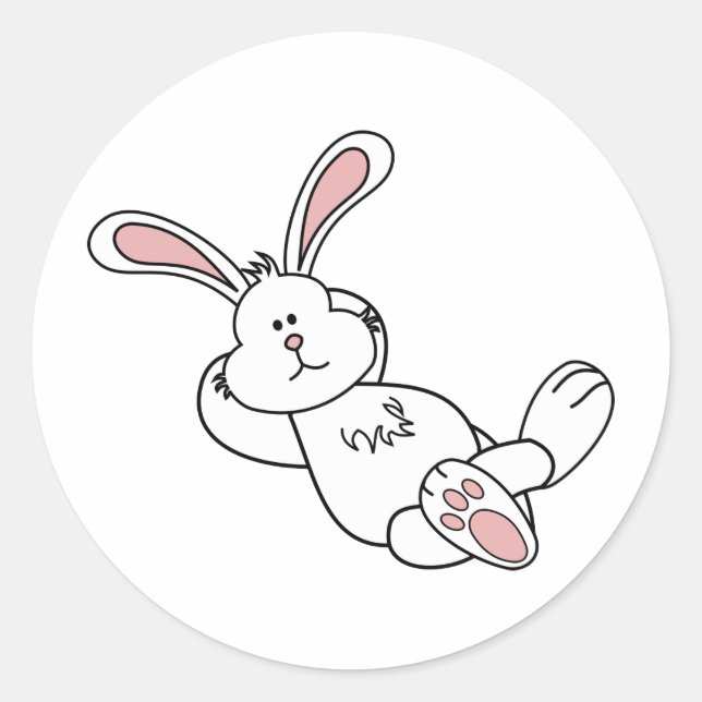 Cute Easter Bunny Chilling out Classic Round Sticker (Front)