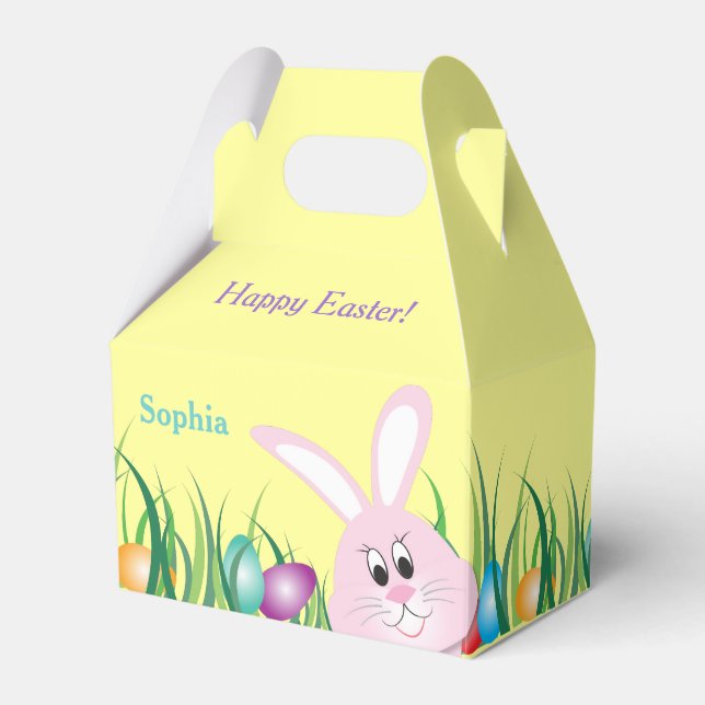 Cute Easter Bunny & Coloured Eggs Favour Box (Front Side)