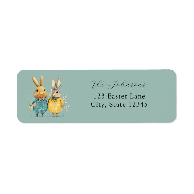 Cute Easter bunny couple Return Address Label (Front)