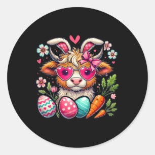 Cute Easter Bunny Cow Design Cow Lover Funny 1 Classic Round Sticker