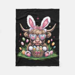 Cute Easter Bunny Cow Design Cow Lover Funny Fleece Blanket