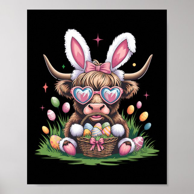 Cute Easter Bunny Cow Design Cow Lover Funny  Poster (Front)