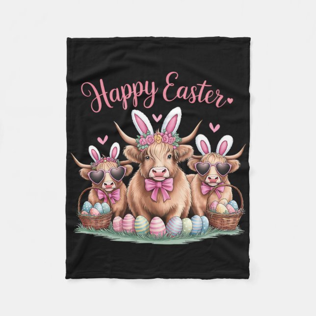Cute Easter Bunny Cow Design Funny Cows Lover  Fleece Blanket (Front)