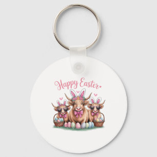 Cute Easter Bunny Cow Design Funny Cows Lover Key Ring