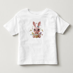 Cute Easter Bunny Crochet Style Pastel Spring Art Toddler T-Shirt