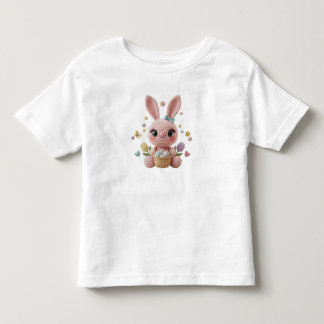 Cute Easter Bunny Crochet Style Pastel Spring Art Toddler T-Shirt