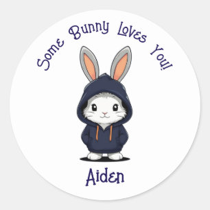 Cute Easter bunny custom kids Classic Round Sticker