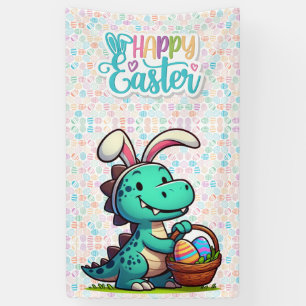 Cute, Easter bunny dinosaur Banner