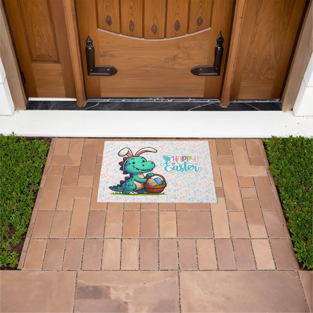 Cute, Easter bunny dinosaur Doormat (Outdoor)