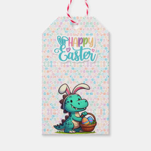 Cute, Easter bunny dinosaur Gift Tags