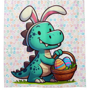 Cute, Easter bunny dinosaur Shower Curtain