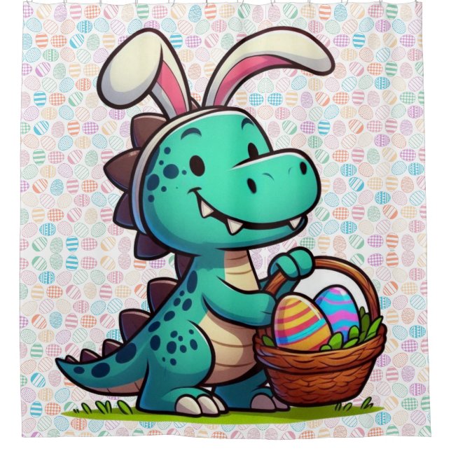 Cute, Easter bunny dinosaur Shower Curtain (Front)