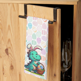 Cute, Easter bunny dinosaur Tea Towel