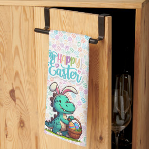 Cute, Easter bunny dinosaur Tea Towel