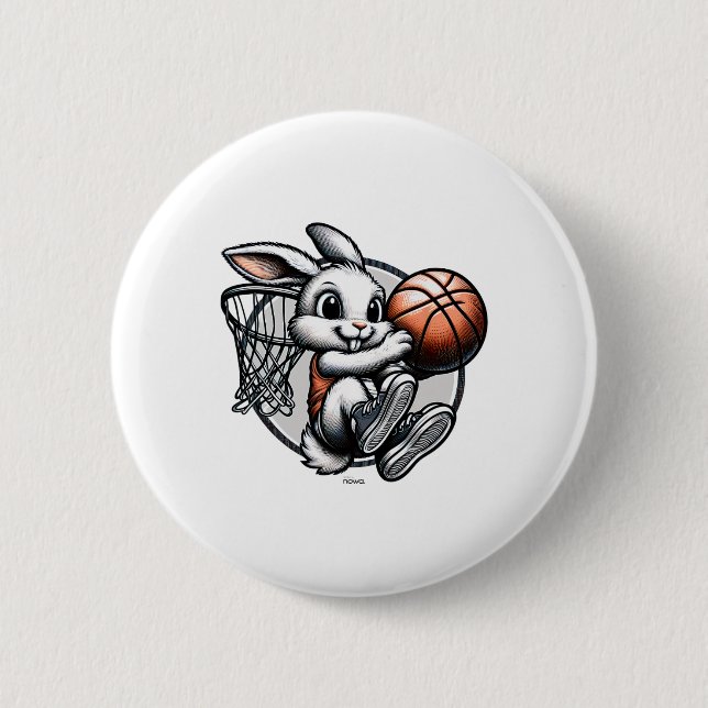 Cute Easter Bunny Dunk Squad Basketball  6 Cm Round Badge (Front)