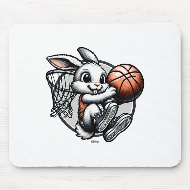 Cute Easter Bunny Dunk Squad Bysketbyll  Mouse Pad (Front)