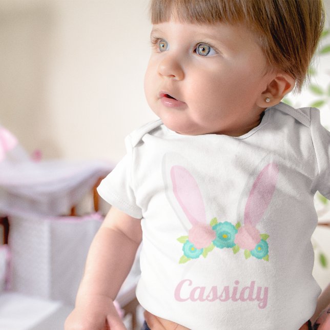 Cute Easter Bunny Ears Personalized Baby Bodysuit (Creator Uploaded)