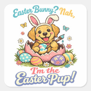 Cute Easter Bunny Ears Pet Lover Square Sticker