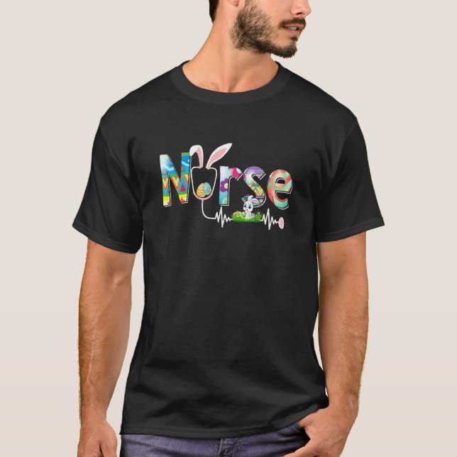 Cute Easter Bunny Easter Nurse Fun Easter For Men  T-Shirt (Front)