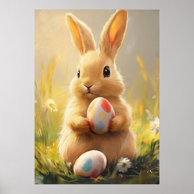 Cute Easter Bunny Egg Poster (Front)