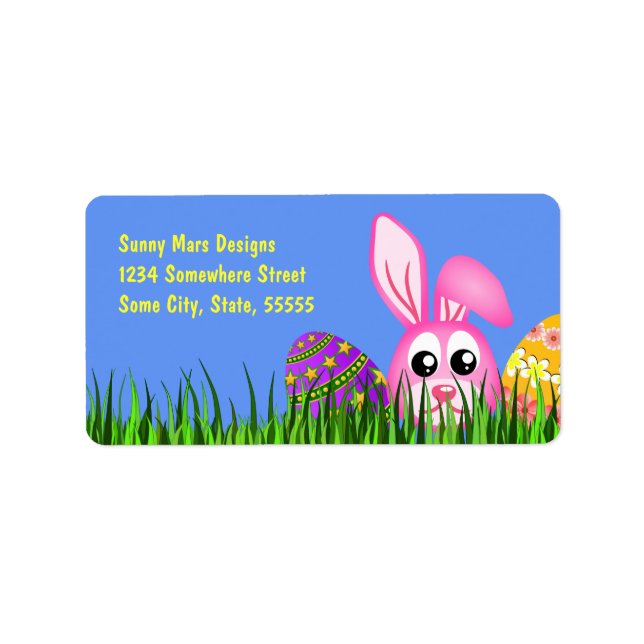 Cute Easter Bunny Eggs Med Return Address Labels (Front)