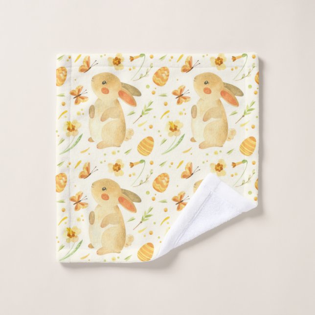 Cute Easter Bunny Eggs Pattern Gift, Happy Easter Wash Cloth (Wash Cloth)