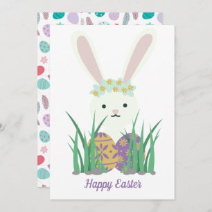 Cute Easter Bunny & Eggs Spring Holiday Card