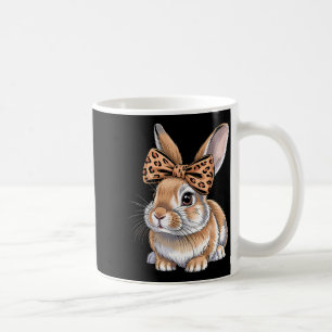 Cute easter bunny face bow leopard rabbit women coffee mug